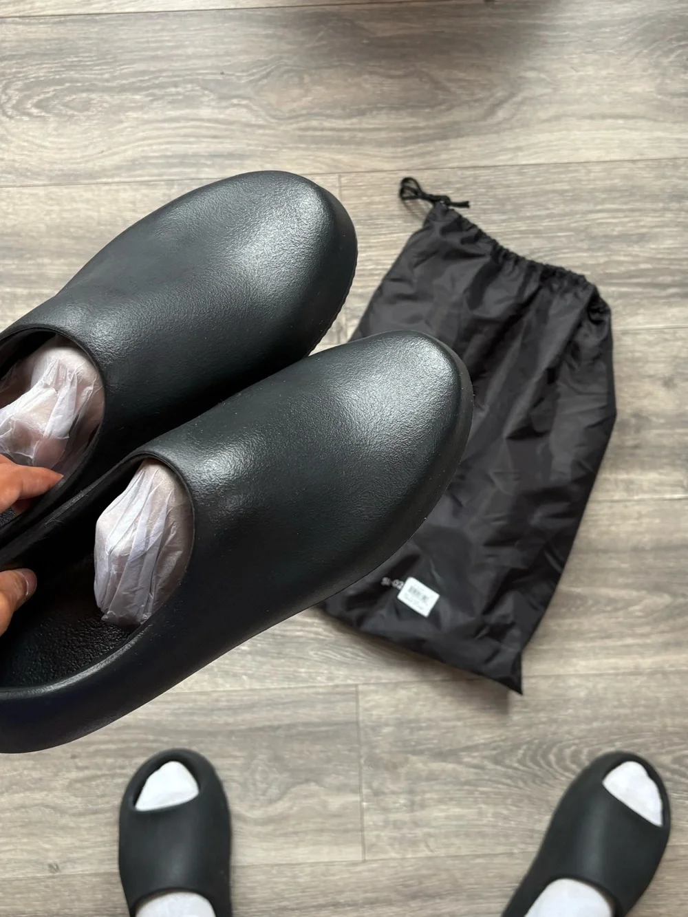 Yeezy Mens Black Slip-On Clogs